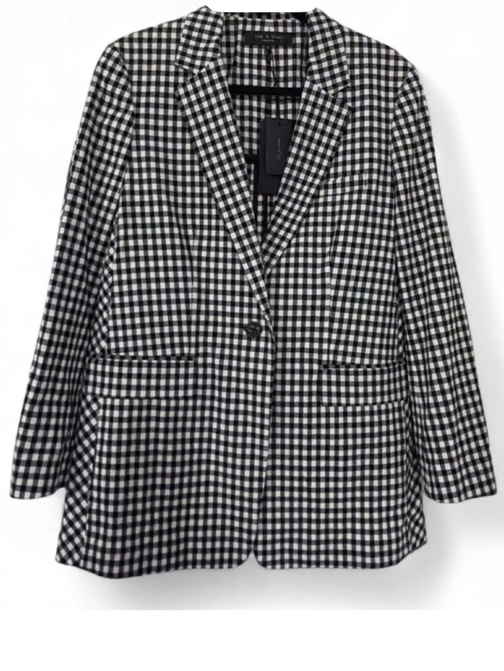 rag & bone Black and White Checked Single-Button Blazer